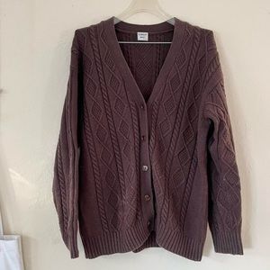 Aritzia Sunday Best Dark Brown Cardigan Oversized Fit 50% Merino Wool Blend